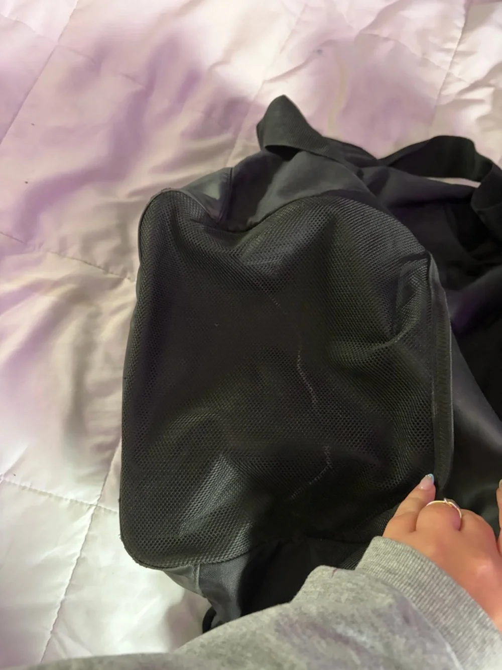 Nike Black Duffel with White Swoosh and Logo